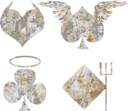 cards evil halo diamond angel poker devil card horns spade suits club trident heart game wings good 