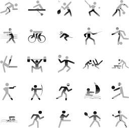 archery canoe baseball gymnastics collection football judo shooting tennis symbols weightlifting racing cycling volleyball sailing sports swimming karate course marathon badminton boxing ping-pong basketball 