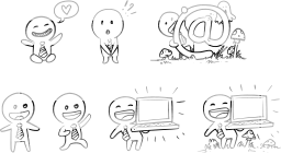emotions kid show draw sketch fight at tie characters love drawing outline happy laptop pencil design mushrooms 