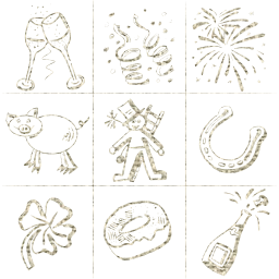 fireworks lucky card streamer turn eve new four financial year annual champagne day glasses pig celebrate clover leaf greeting wine luck sylvester sparkling year's horseshoe donut shower bottle chimney sweep 